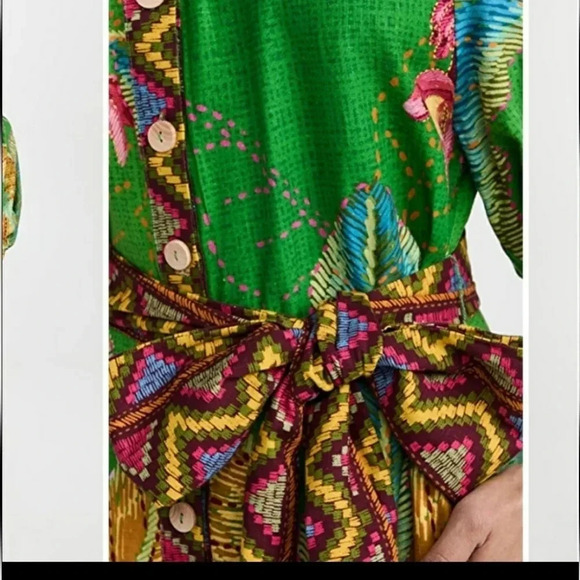 Farm Rio - Banana Leaves Off Shoulder Midi Dress in Banana Leaves size M NWT - Picture 6 of 9